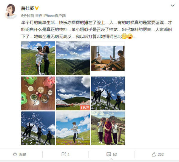 39岁薛佳凝晒外出照 在花间洒脱奔跑的样子真美